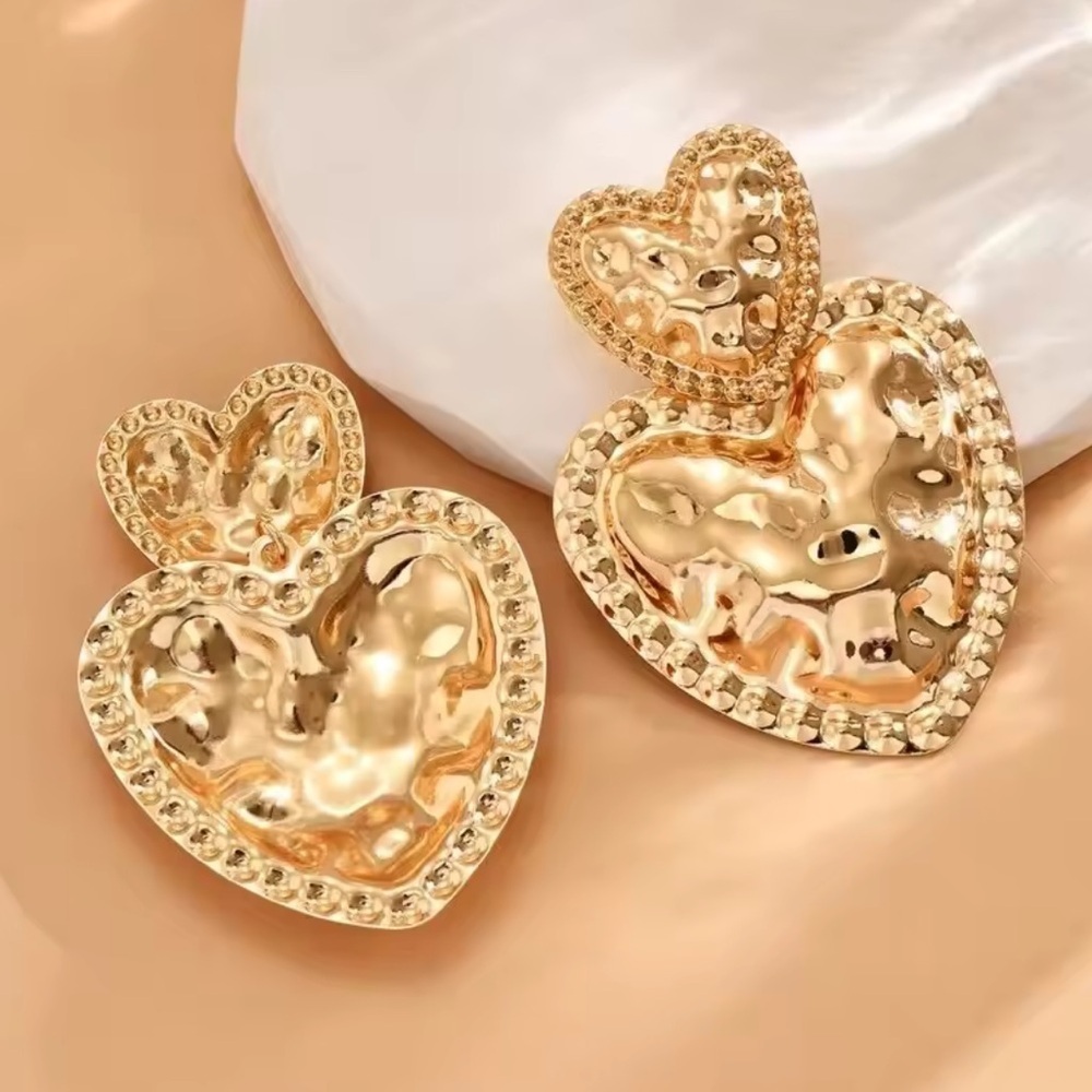ZARA gold color Heart-Shaped Earrings
